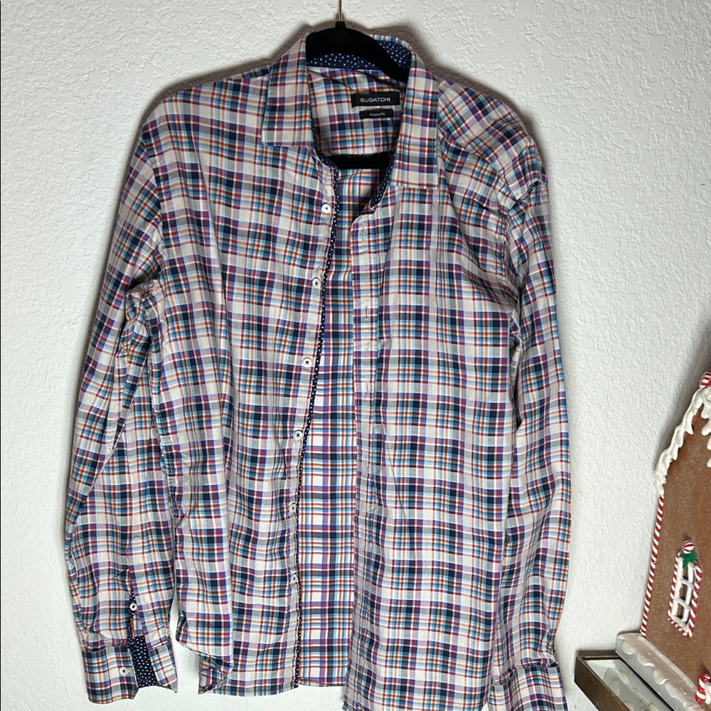 Bugatchi Red and Blue Plaid Shirt